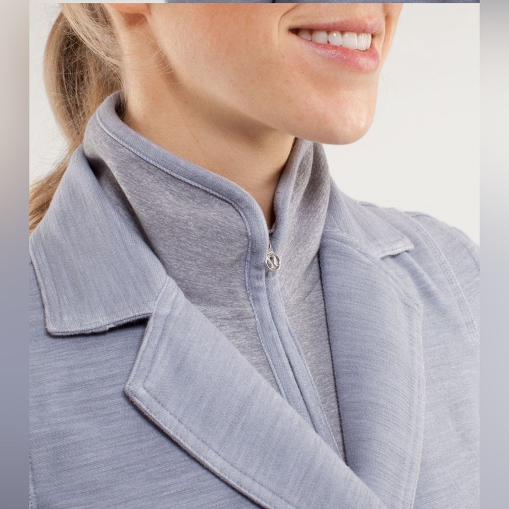 Lululemon Ride On Moto Jacket Gray Peplum Zip Fitted Blazer Size 4 - Picture 13 of 13
